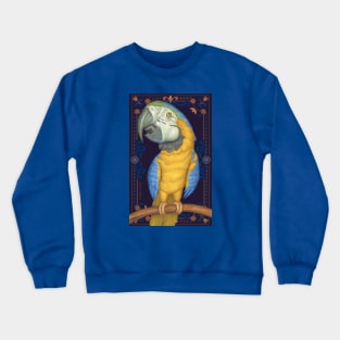 Cute African Blue & Gold Macaw with tapestry background Crewneck Sweatshirt